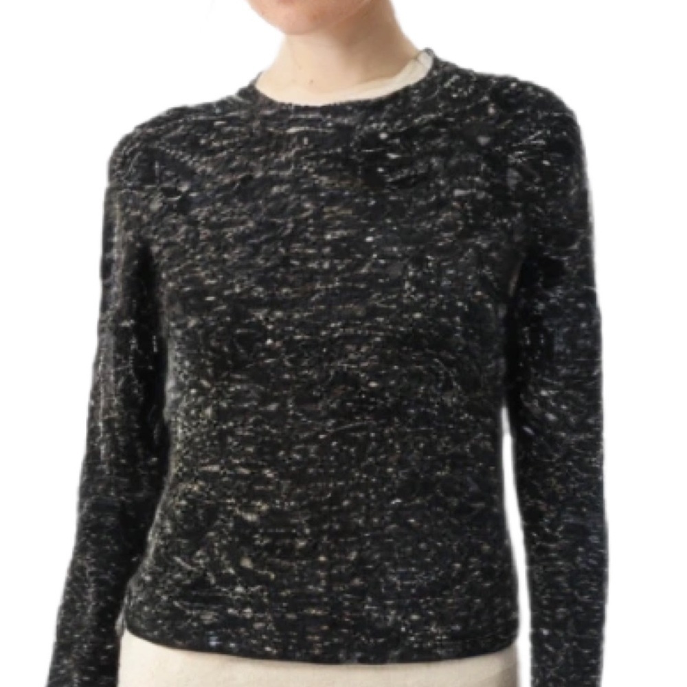 Wilfred Cropped Charcoal and Cream Knit Sweater Size XS
